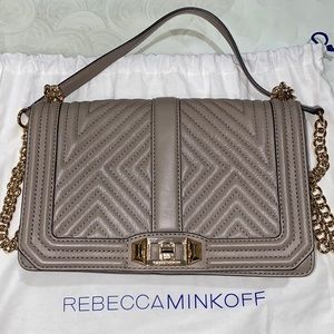 Authentic Rebecca Minkoff Crossbody Bag Taupe w/ Gold Chain